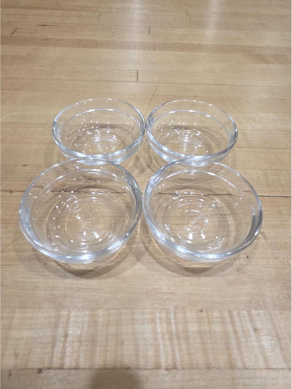 Vintage Duralex France Clear Glass Stackable Prep Bowls 3.5 Inch Set of 4
